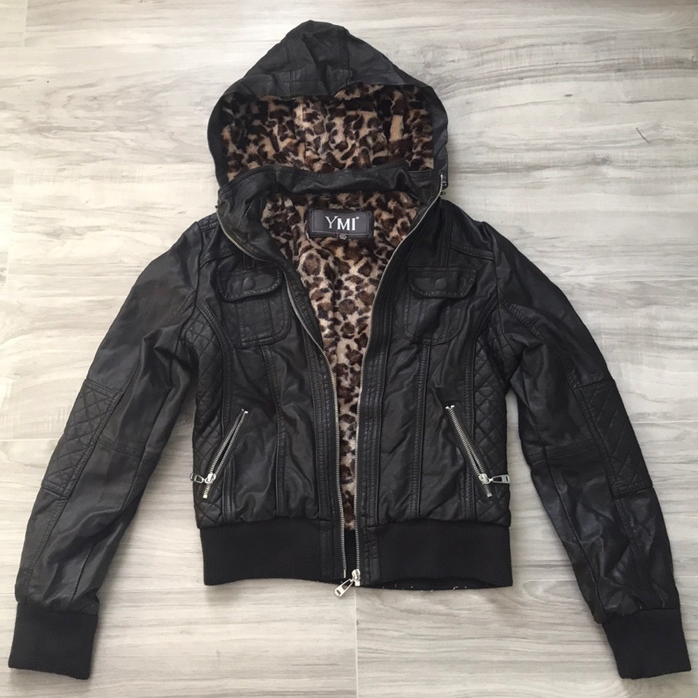 YMI Cheetah Printed Leather Jacket